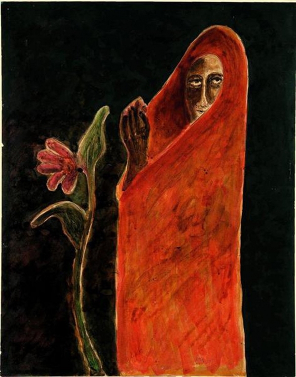 Tagore  Rabindranath, femme avec fleur  