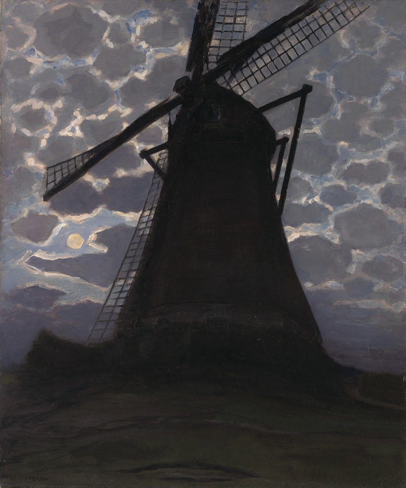 mondrian moulin a vent le soir 1917